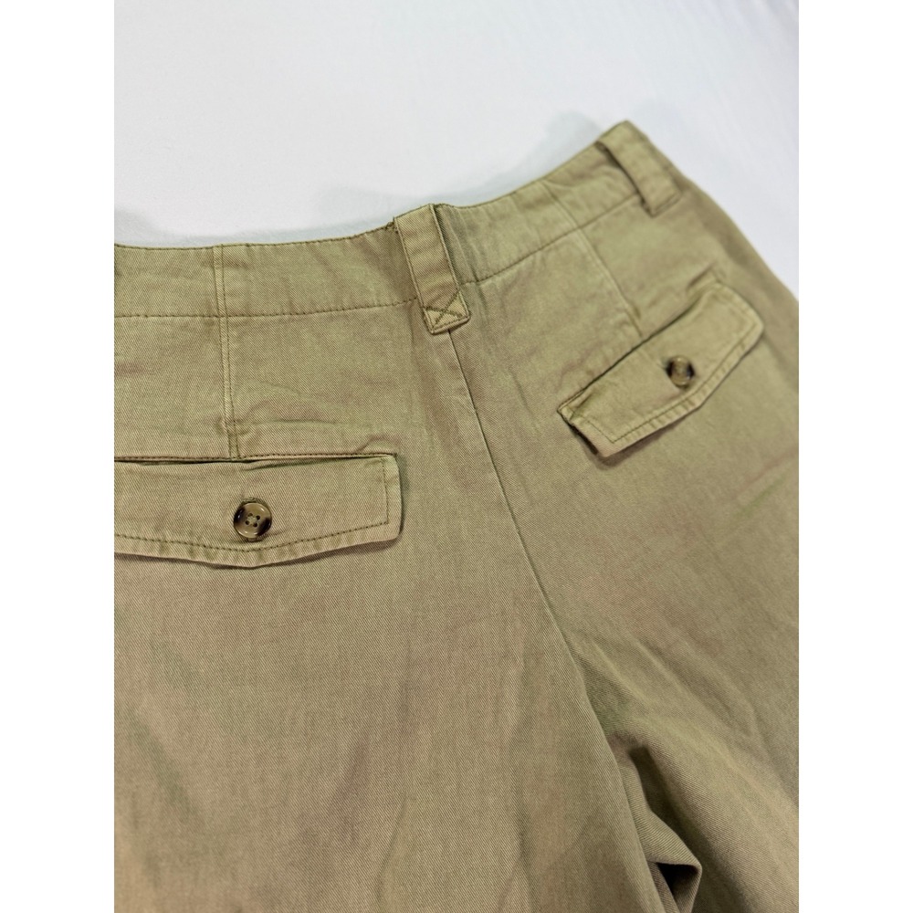 Free People Pleated Wide Leg Shorts Women's Size 2 Olive Green Cotton Chino - Picture 7 of 10